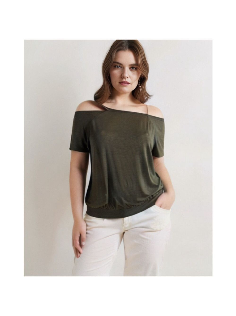 Torrid Off-Shoulder Featherlight Slub Short Sleeve Tee